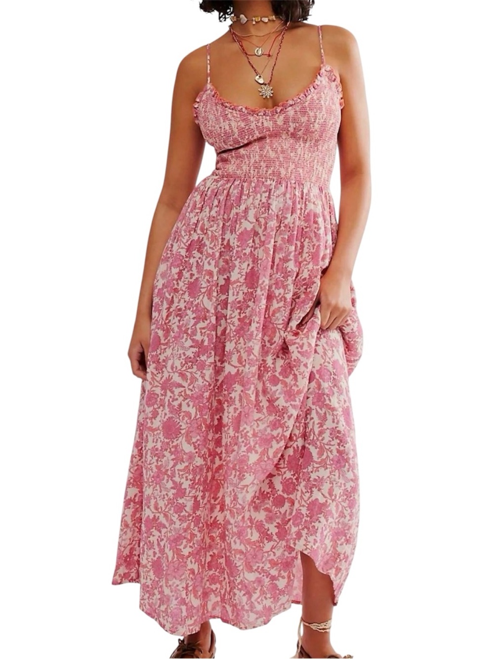 SOLD Free People Sweet Nothings Midi Dress Pink Combo Size Medium